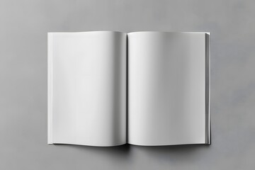 mockup template open book with clean blank pages on white gray loft background
