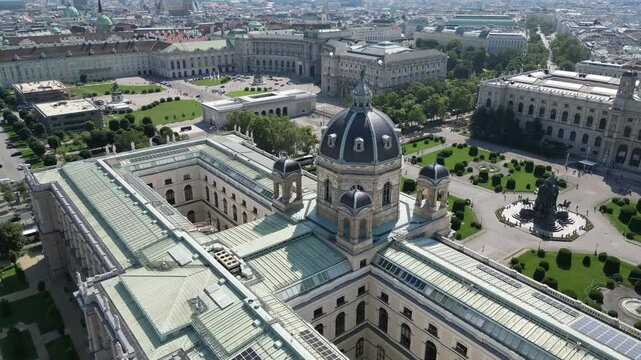 Aerial video over the city of Vienna, Museum of Natural History Vienna