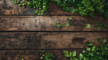 Obraz premium Text space available for copy on rustic table with organic green beans