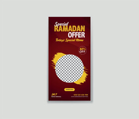 Ramadan Food roll-up banner design. Special Pizza roll-up or banner design templates. Food menu restaurant business rollup.