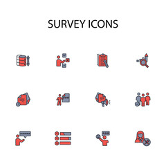 Survey icon set.vector.Editable stroke.linear style sign for use web design,logo.Symbol illustration.