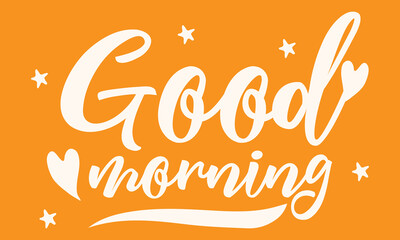 Good morning vector line calligraphy. Vector illustration of wish good morning. Typography design isolated on white background. Handwritten modern continuous line lettering with swooshes