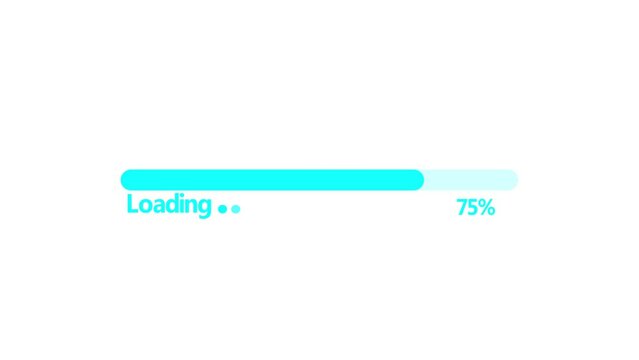 progress bar animation, percentage loading on a black background Loading buffer progress bar. 