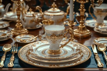 Elegant Dining Set polished silverware, forks, knives, spoons