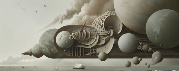 The abstract art with a cloud.