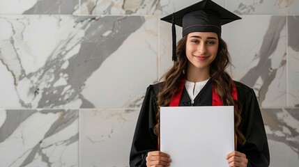 Graduate Holding Blank Sign.