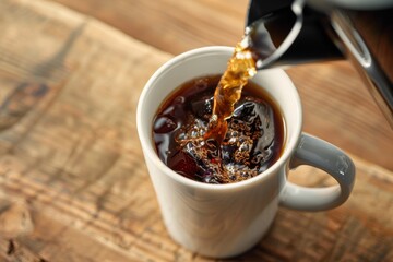 top of a milk-mixed black coffee