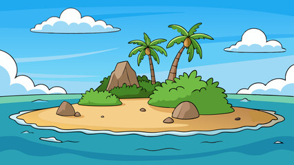 island in ocean uninhabited isle with beach palm