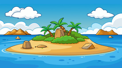 island in ocean uninhabited isle with beach palm