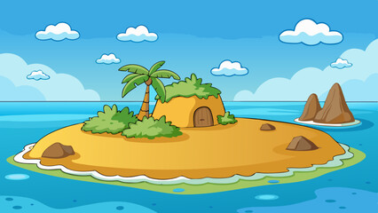 island in ocean uninhabited isle with beach palm