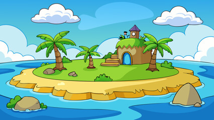 island in ocean uninhabited isle with beach palm
