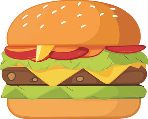 Cheese burger isolated illustration - Generative AI