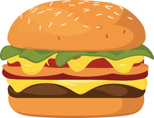 Cheese burger isolated illustration - Generative AI
