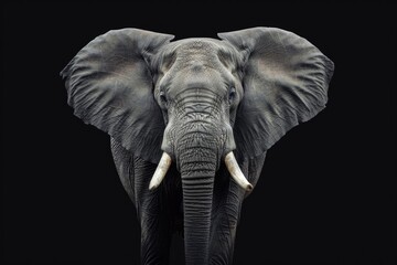 Elephant on Black Background. Majestic Wild Animal from Africa Safari