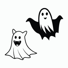 Happy Halloween Funny ghosts flying