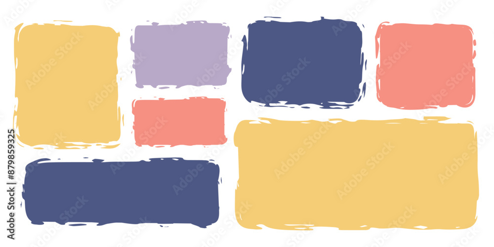 Poster brush painted texture rectangle quote frame set. hand drawn simple text box. empty speech bubble blo