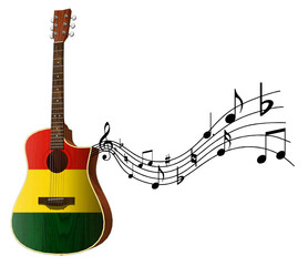 guitar musical instrument with the flag of BOLIVIA