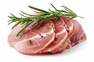 Uncooked pork ham on white background