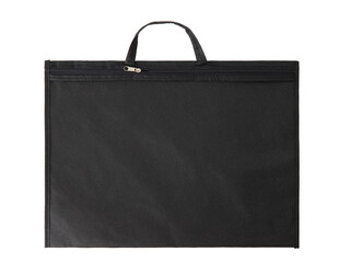 a zippered transparent film case for clothes, a travel bag on a white background