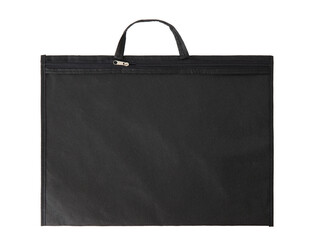 a zippered transparent film case for clothes, a travel bag on a white background