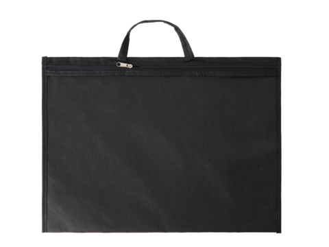a zippered transparent film case for clothes, a travel bag on a white background