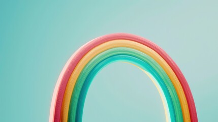Obraz premium A vibrant rainbow stretching across the sky, framing a target symbol in the distance. The minimalist composition provides ample copy space for customization.