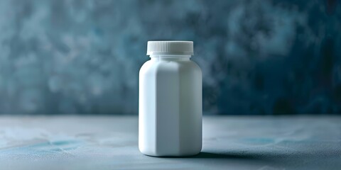 Sweeten Your Desserts and Nutrition with White Plastic Bottle of Sugar Substitute Pills. Concept Sugar Substitutes, Sweetener Pills, Healthy Dessert, Nutrition, Sugar-Free Alternatives