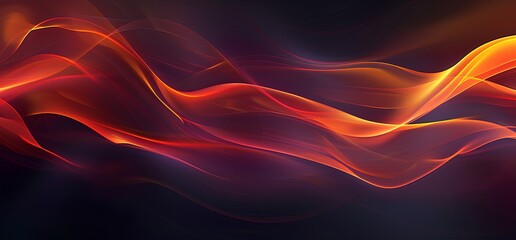 Red and orange flame-like waves on dark background, glowing abstract flames, burning fire background banner with copy space area