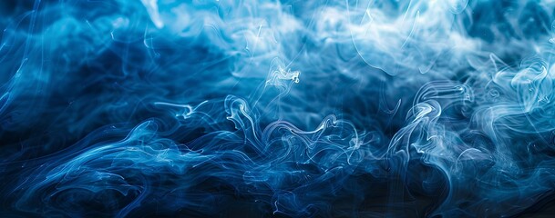 Obraz premium Abstract blue smoke background, smoke texture. Dark abstract wallpaper with smoke. Blue smoky fog. Black and white background. Abstract background with blue smoke. A lot of space for text or design