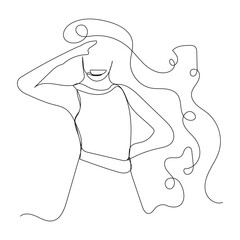 Sketch lifestyle concept minimal girl woman dance aerobics drawing line art. Female exercise hand drawn line concept with white ioslated background. Abstract,vector,illustration.