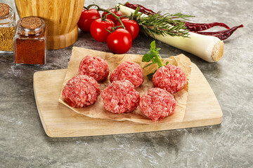 Raw beef meatball minced meat