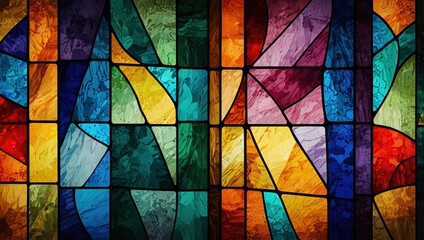 Stained glass window background with colorful abstract