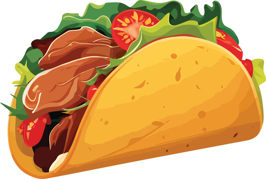cartoon taco with meat, tomatoes, and lettuce clip art preview