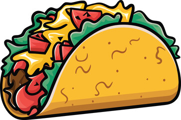 Mexican taco isolated illustration - Generative AI