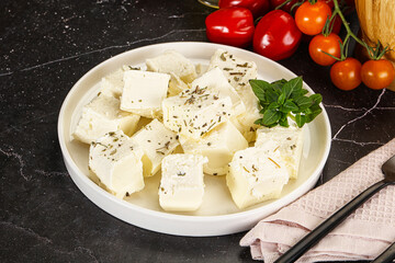 Greek traditional Feta cheese cubes
