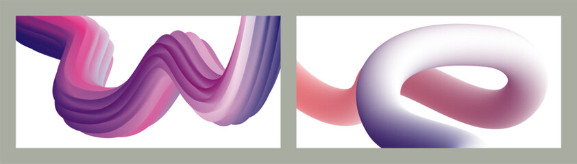 Abstract volumetric background. Cords. set of two illustrations. Toothpaste in a tube. Minimalism. Creative modern background. Cover design, wallpaper, background. eps vector.