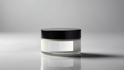 White face cream pot mockup with empty label. Facial cream jar template on white background. Background with copy space