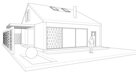 modern apartment house 3d illustration