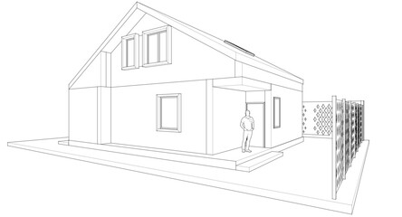 modern apartment house 3d illustration