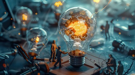 The concept of idea, cooperation, teamwork and creative solution.