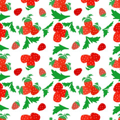 Strawberry, berries and leaves, color pattern, repeating pattern, design