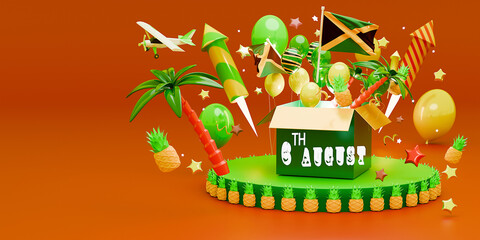 Naklejka premium Banner or poster of Jamaica independence day celebration. 3d render.