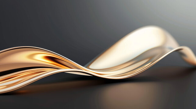 Abstract art featuring a fluid golden wave on a dark background, highlighting elegance and modernity in design.