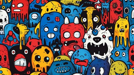 Obraz premium Colorful Doodle Monster Illustration