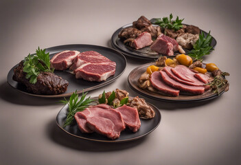 3 different platters of exotic meats each offering a taste of the wild from venison to ostrich expan