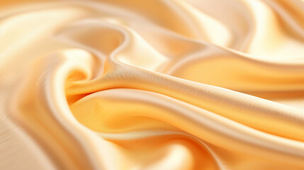Obraz premium Golden silk fabric displaying soft folds and a smooth texture, creating a luxurious and elegant visual effect.