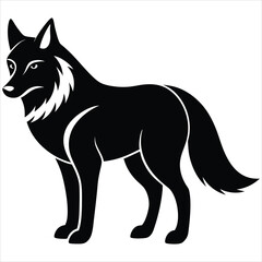 Wolf silhouette vector illustration on white background. Wolf head logo vector.