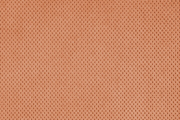 Plain orange velour upholstery fabric, fleecy jacquard with pattern weave texture background