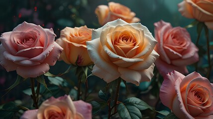 Various roses in different colors
