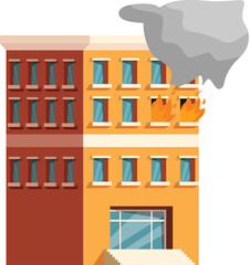 Naklejka premium Illustration of a city building on fire with smoke billowing and flames shooting from windows